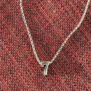 AZAGGI Serif Font Charm Pendant SEVEN ( 7 ) Necklace 18”